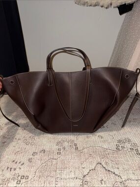 POLENE CYME TEXTURED EBONY BAG